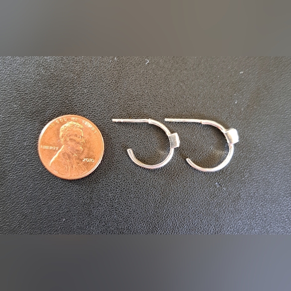 Sterling Silver CZ Hoop Earrings - Picture 8 of 8